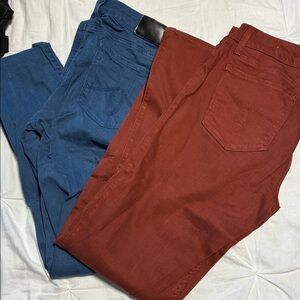 Level 99 Blue and Rust stretch low rise skinny jeans set of 2
